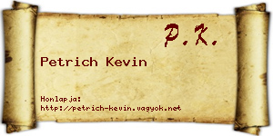 Petrich Kevin névjegykártya